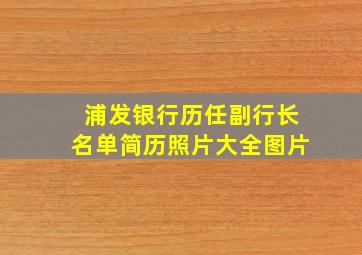 浦发银行历任副行长名单简历照片大全图片