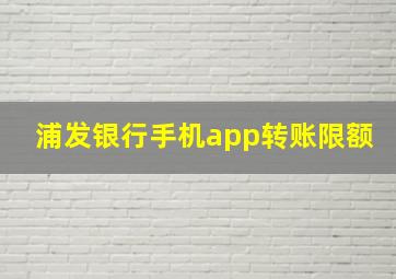 浦发银行手机app转账限额