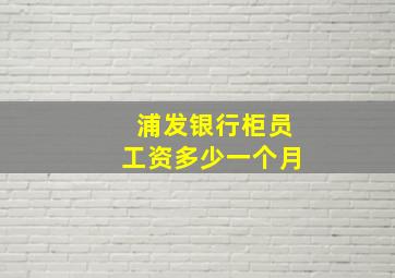 浦发银行柜员工资多少一个月