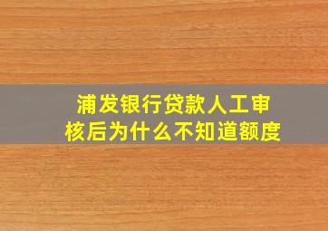 浦发银行贷款人工审核后为什么不知道额度