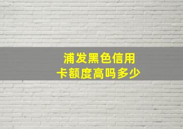 浦发黑色信用卡额度高吗多少