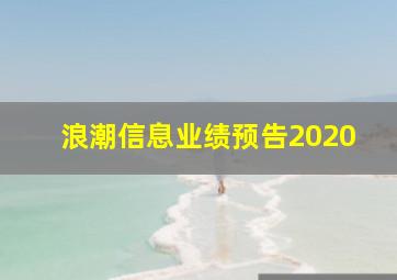 浪潮信息业绩预告2020