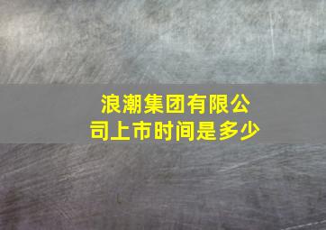 浪潮集团有限公司上市时间是多少