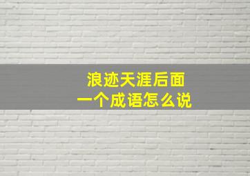 浪迹天涯后面一个成语怎么说