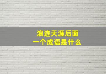 浪迹天涯后面一个成语是什么