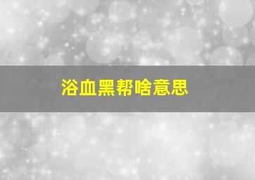 浴血黑帮啥意思