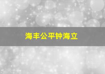 海丰公平钟海立