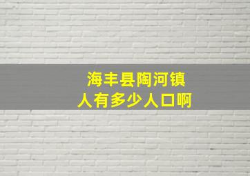 海丰县陶河镇人有多少人口啊