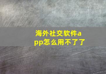 海外社交软件app怎么用不了了