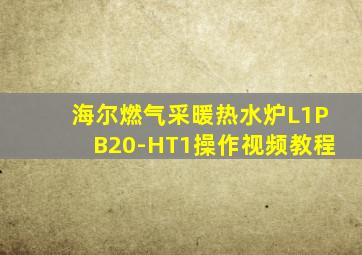 海尔燃气采暖热水炉L1PB20-HT1操作视频教程