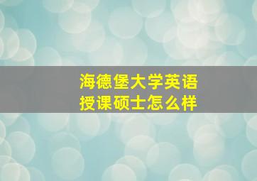 海德堡大学英语授课硕士怎么样