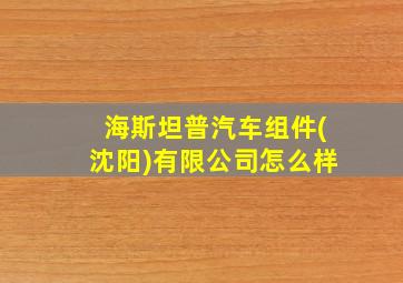 海斯坦普汽车组件(沈阳)有限公司怎么样