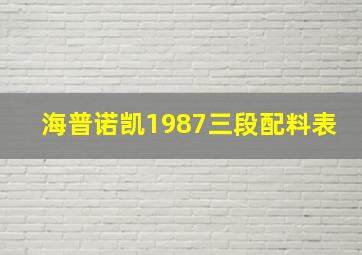 海普诺凯1987三段配料表