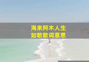 海来阿木人生如歌歌词意思