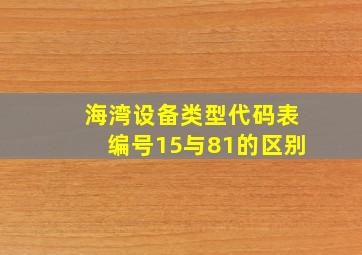 海湾设备类型代码表编号15与81的区别