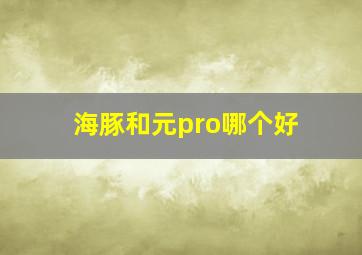 海豚和元pro哪个好