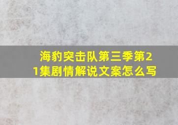 海豹突击队第三季第21集剧情解说文案怎么写