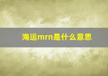 海运mrn是什么意思