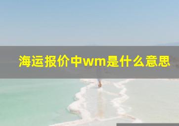 海运报价中wm是什么意思