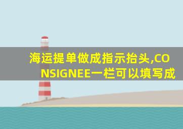 海运提单做成指示抬头,CONSIGNEE一栏可以填写成