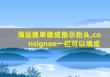 海运提单做成指示抬头,consignee一栏可以填成