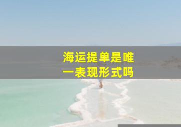 海运提单是唯一表现形式吗