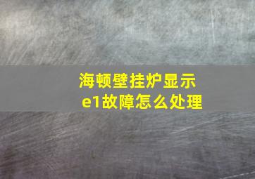 海顿壁挂炉显示e1故障怎么处理