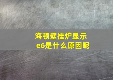 海顿壁挂炉显示e6是什么原因呢