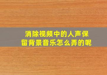 消除视频中的人声保留背景音乐怎么弄的呢