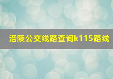 涪陵公交线路查询k115路线