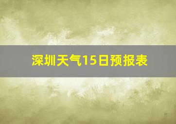 深圳天气15日预报表