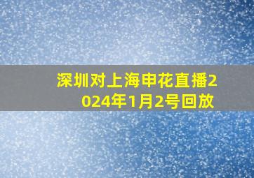 深圳对上海申花直播2024年1月2号回放