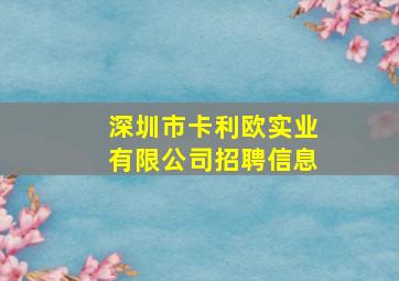 深圳市卡利欧实业有限公司招聘信息