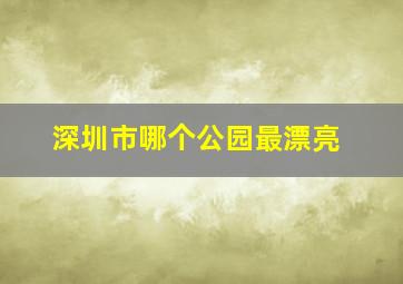 深圳市哪个公园最漂亮