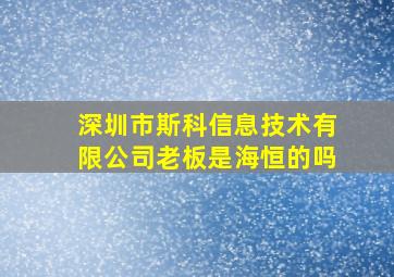 深圳市斯科信息技术有限公司老板是海恒的吗