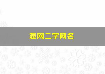 混网二字网名