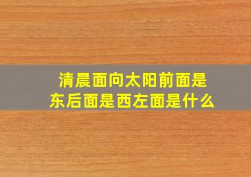 清晨面向太阳前面是东后面是西左面是什么