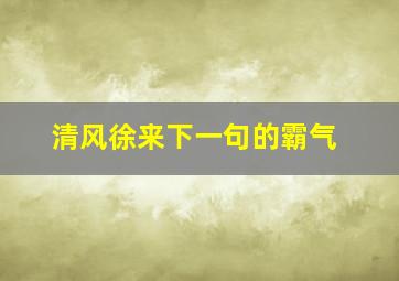 清风徐来下一句的霸气