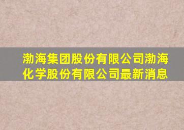 渤海集团股份有限公司渤海化学股份有限公司最新消息