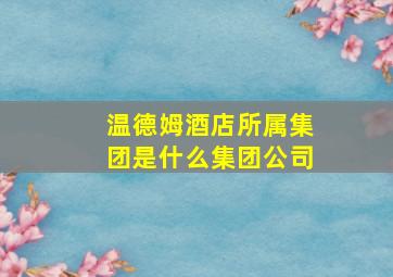 温德姆酒店所属集团是什么集团公司