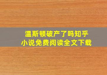 温斯顿破产了吗知乎小说免费阅读全文下载