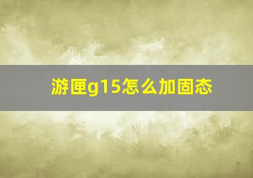 游匣g15怎么加固态