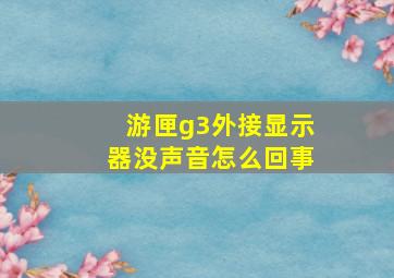 游匣g3外接显示器没声音怎么回事