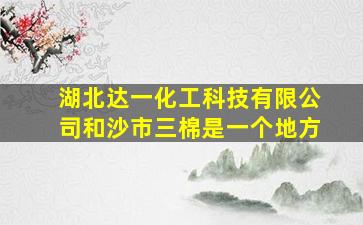 湖北达一化工科技有限公司和沙市三棉是一个地方