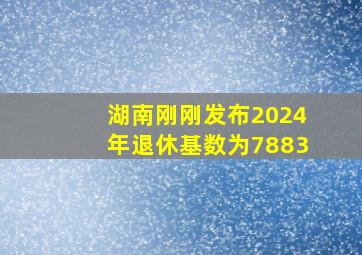 湖南刚刚发布2024年退休基数为7883