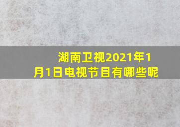 湖南卫视2021年1月1日电视节目有哪些呢