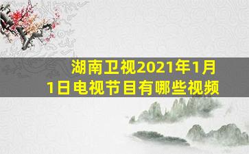 湖南卫视2021年1月1日电视节目有哪些视频