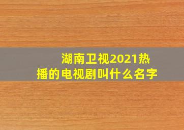 湖南卫视2021热播的电视剧叫什么名字