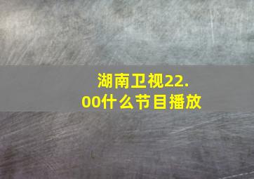 湖南卫视22.00什么节目播放