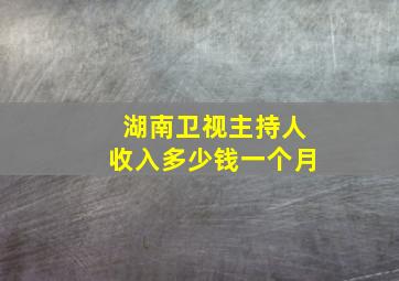 湖南卫视主持人收入多少钱一个月